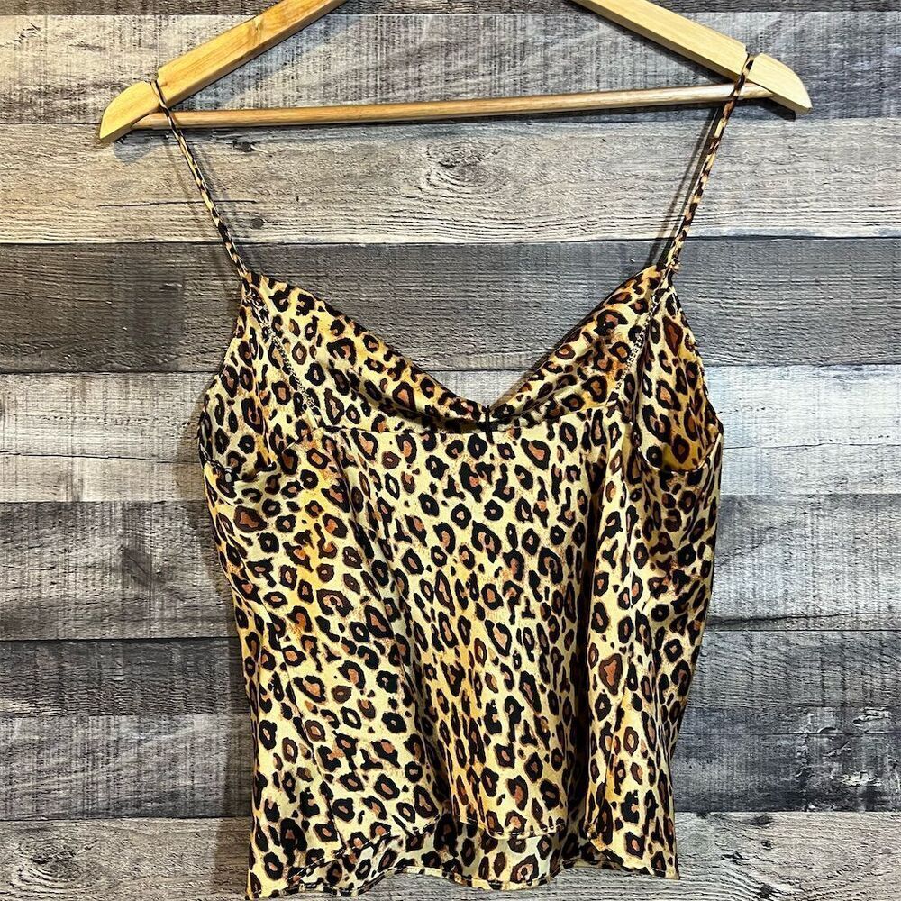 NWT Zara Leopard Print Cami Top Women’s Size M Y2K Gold Chain Adjustable Straps - Picture 3 of 8